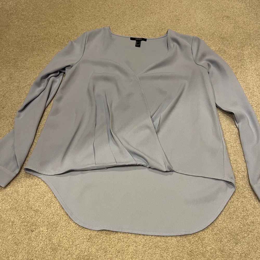Elegant Women's Powder Blue Wrap Top